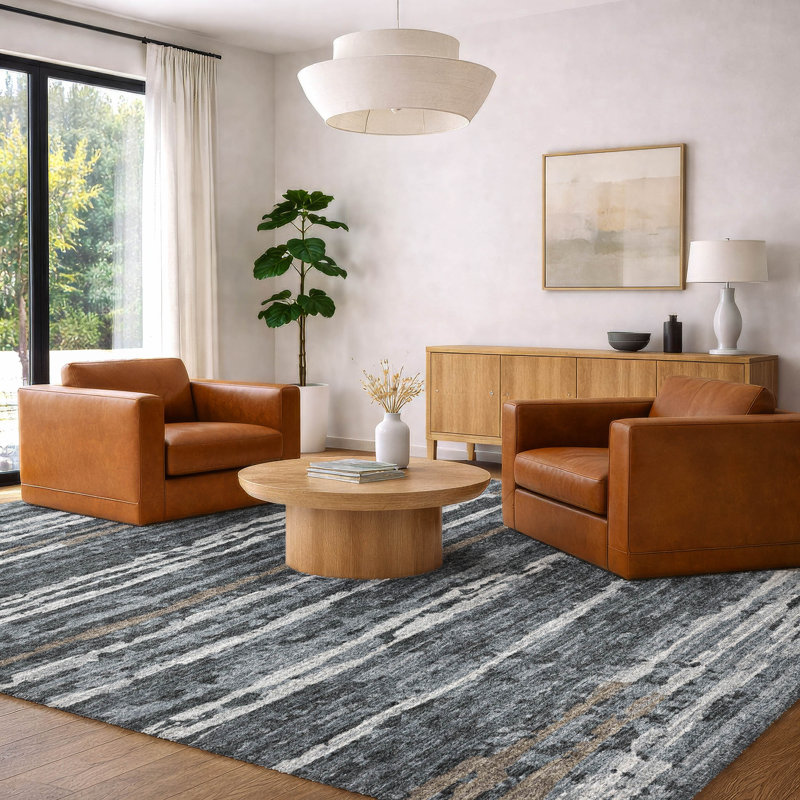 Tapis à rayures cassées de qualité supérieure lavable à la machine Dream Shag ADS75, 8 pi x 10 pi, Ombre