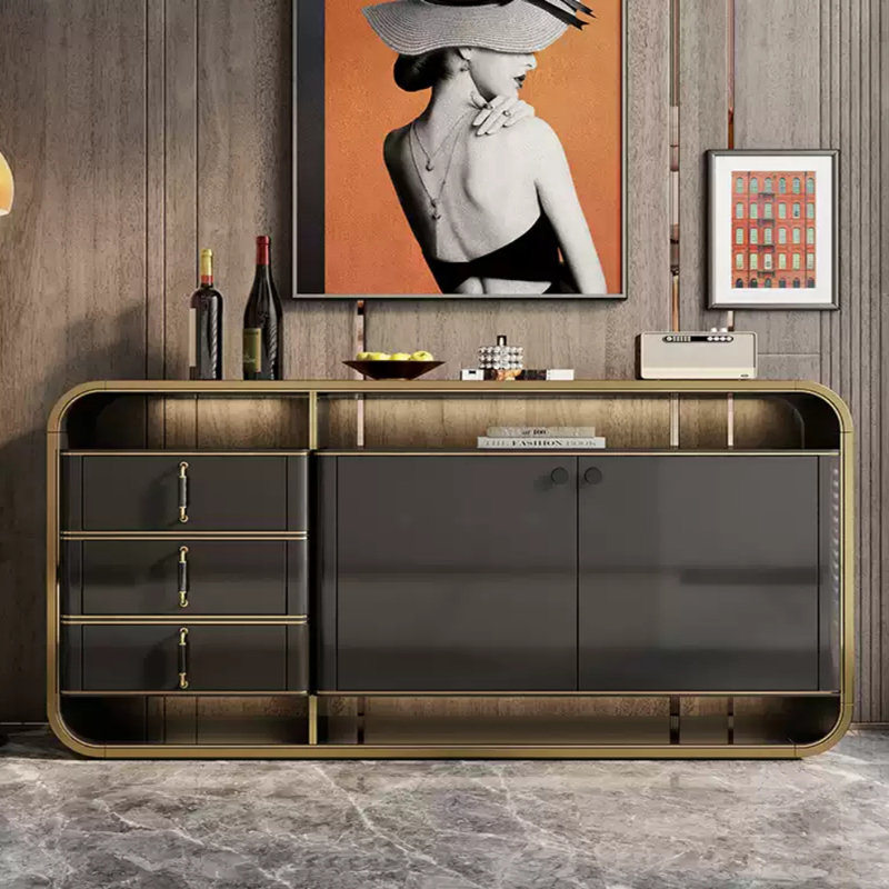 Buffet clair luxueux, H 33,46 po x l 62,99 po x P 16,93 po, Gris foncé