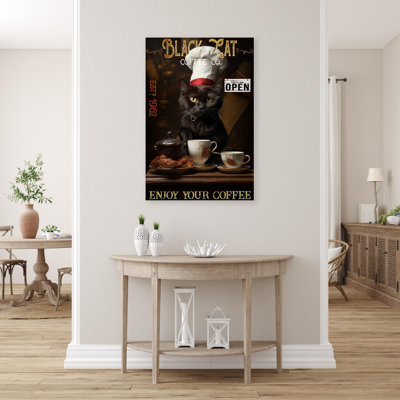 Black Cat Coffee Co - 1 pièce, impression sur toile tendue