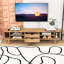 Meuble télé cannelé avec station de charge, portes coulissantes Tambour et 2 tiroirs pour téléviseurs de 80 po ou moins-1147689056