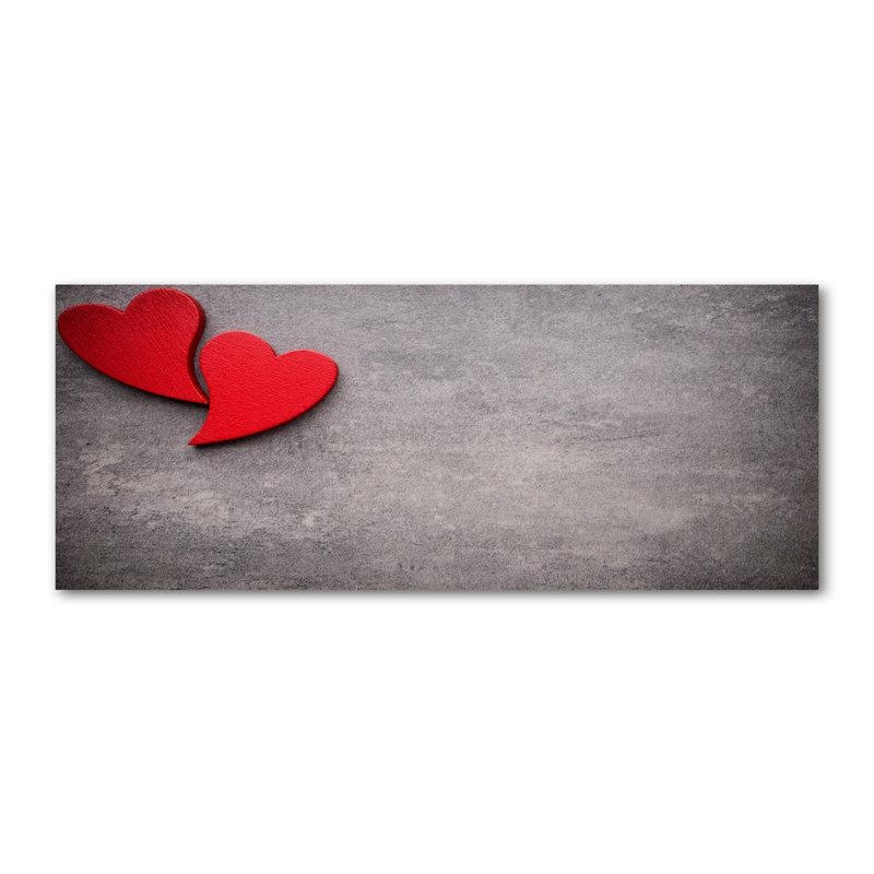 Red Hearts - No Frame Print on Glass, Canvas, 50cm H x 125cm W x 2cm D