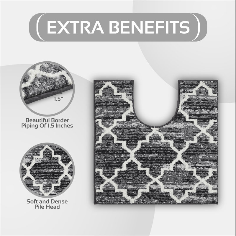 Norreta U Shaped Contour Bath Rug with Non-Slip Backing