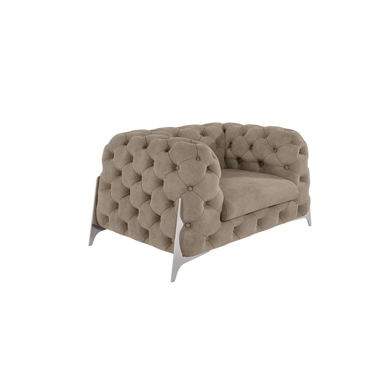 Juneri Velvet Armchair, Cream