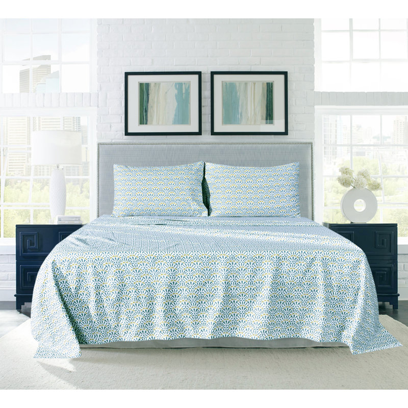 Ensemble de draps en microfibre Eilerich, Ensemble de draps pour lit simple + deux taies d'o, Géométrique