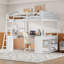 Lit mezzanine double avec bureau de rangement, chambre à coucher moderne en bois aggloméré blanc