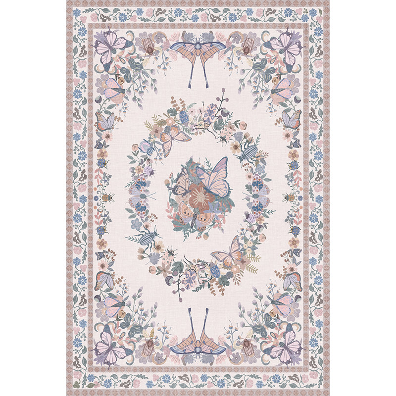 Washable Area Rug Pink Butterfly Soft Accent Carpet Vintage Inspired Distressed Low Pile for Living Room Dining Room Bedroom Den