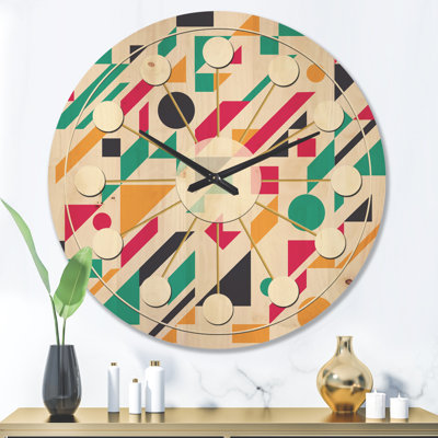 Horloge murale en bois Geometric Design III