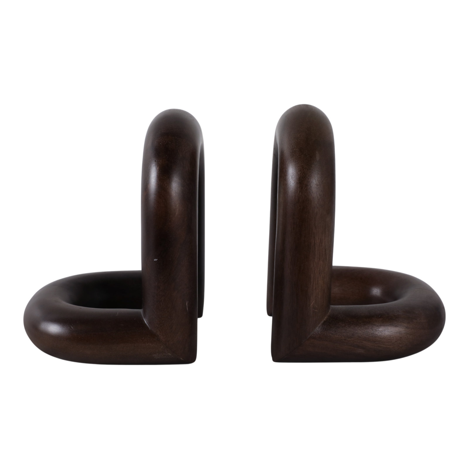 Zeppelin Wood Loopy Bookends, Dark Brown