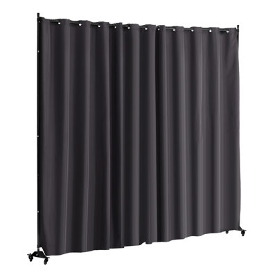 Paravent à panneau portatif avec roulettes pour bureau d'étude, paravent en alliage d'aluminium gris, rideau une pièce de 121,5 po x 17,7 po et 96,7 po, structure en acier au carbone stable, quatre roues universelles, facile