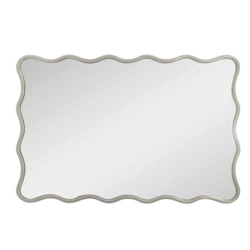 Nickel Scalloped Frame 36'' Rectangular Wall Mirror