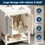 Meuble-lavabo autoportant blanc moderne 24 po avec lavabo en céramique, rangement à deux portes et tablette ouverte