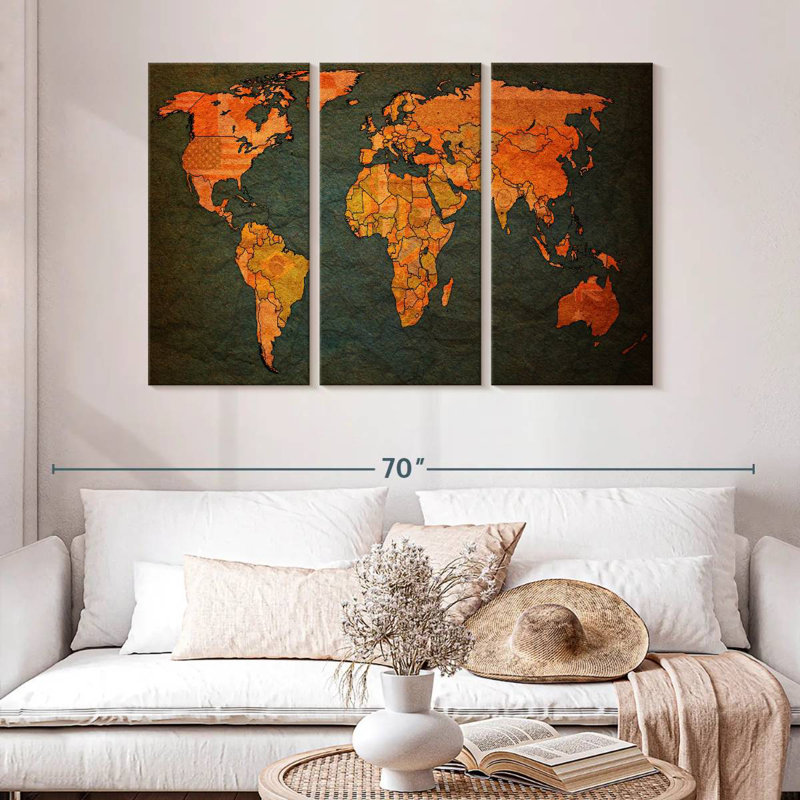 Aliaz Flags World Map, 32" H x 50" W