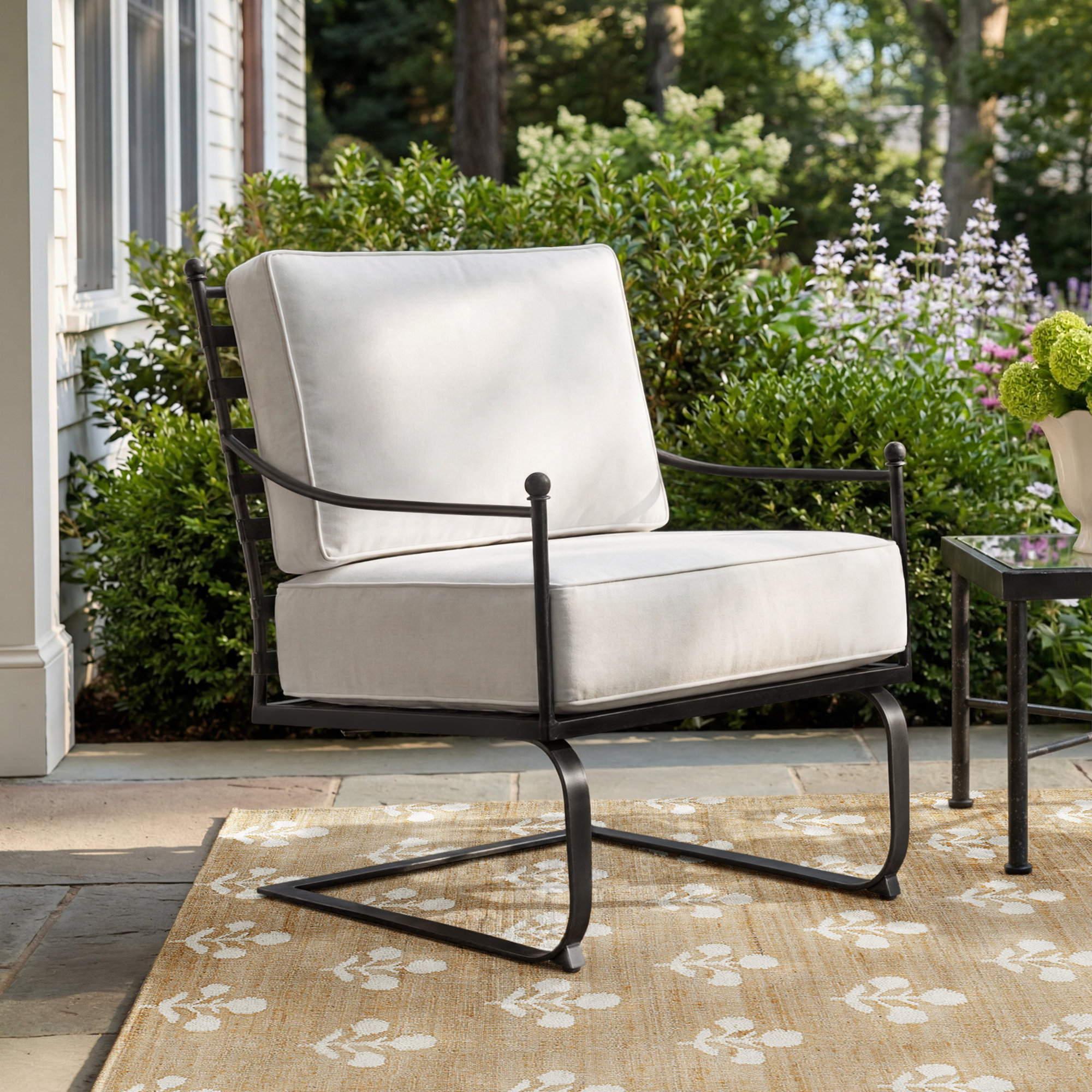 Lucier Patio Chair with SunbCushions, Canvas Flax Sunbrella® Canvas