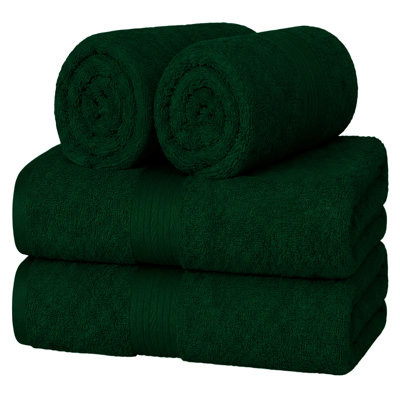 Absorbent and Quick Dry 4 Piece 100% Cotton Hand Towel Set 