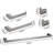 5 Bathroom Hardware Group Bundle, 304 High Metal, Resists Tarnishing, Modern Design, Simple Installation For All Areas Collection Kit, Steel, Rust- Feature, Outlook, Various Spaces-560656097