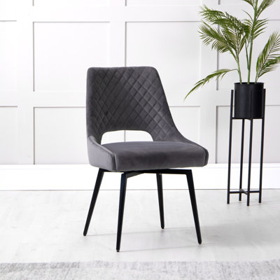 Easton Swivel Dining Chair - Graphite Velvet