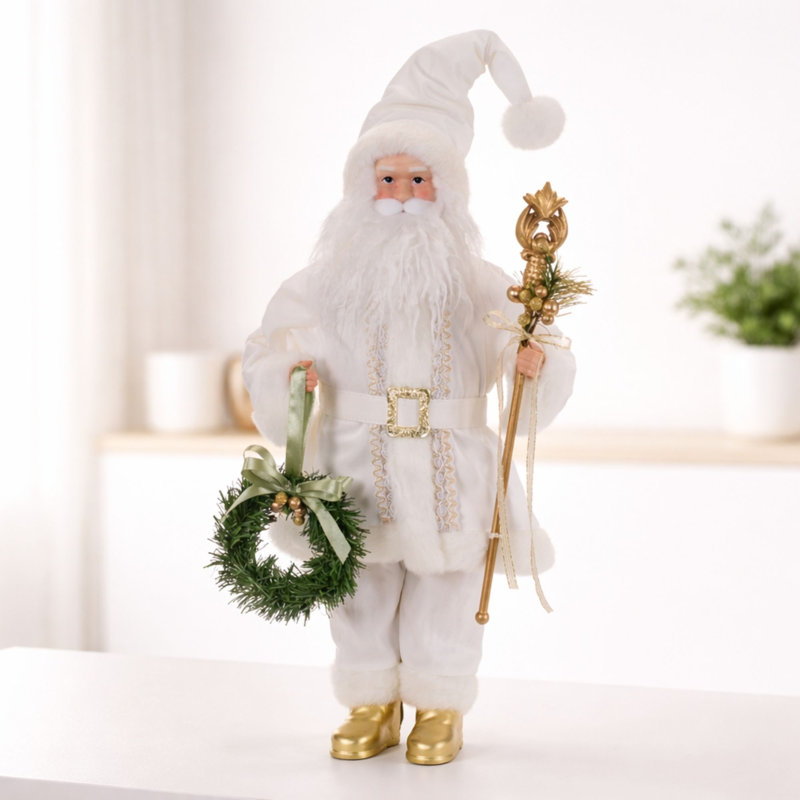 Figurine de père Noël avec couronne et bâton