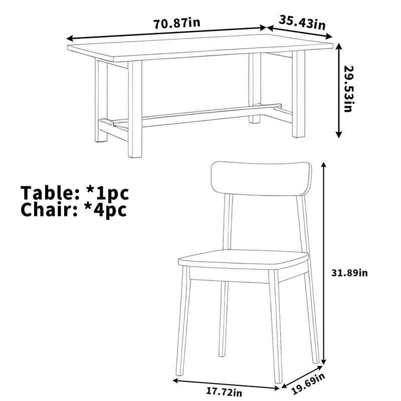 Solid wood thickened dining table home cherry wood, 29.53"H x 70.87"L x 35.43"W