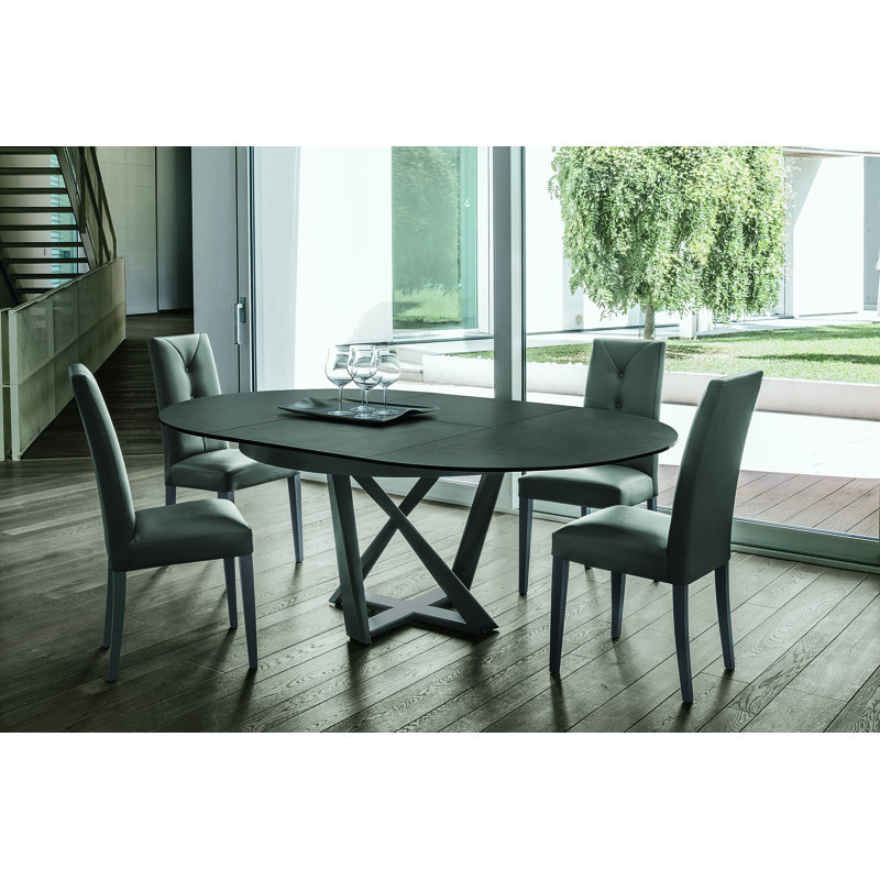 Keithley Round Metal Base Dining Table, Graphite, Graphite