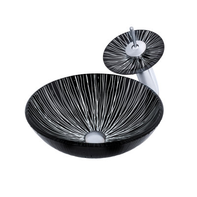 Lavabo de salle de bain circulaire en verre avec robinet Godere