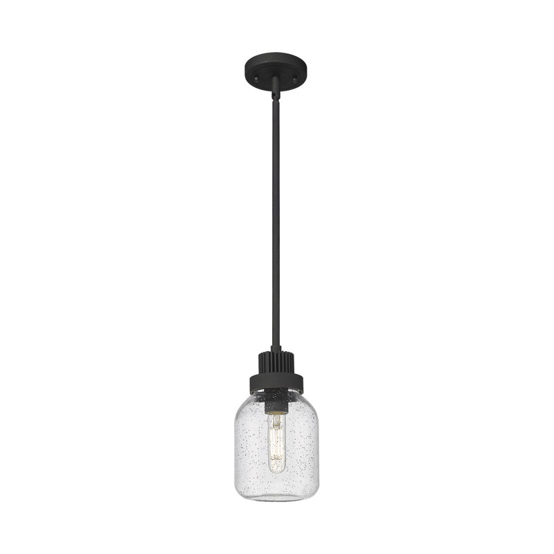 Luminaire suspendu sur tige 6 lumières Somers, Noir texturé, Plaqué couleur fumée