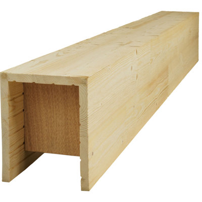 AmeriCraft Wood Wire Brushed Beam, 3-Sided (U-Beam), 3 1/2"W x 3 1/2"H x 60"L, Stain Grade Pine