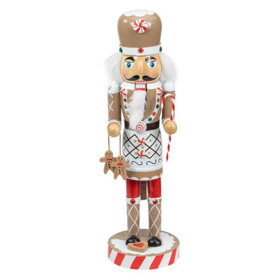 Casse-noisette de Noël en pain d'épice 14 po beige et rouge