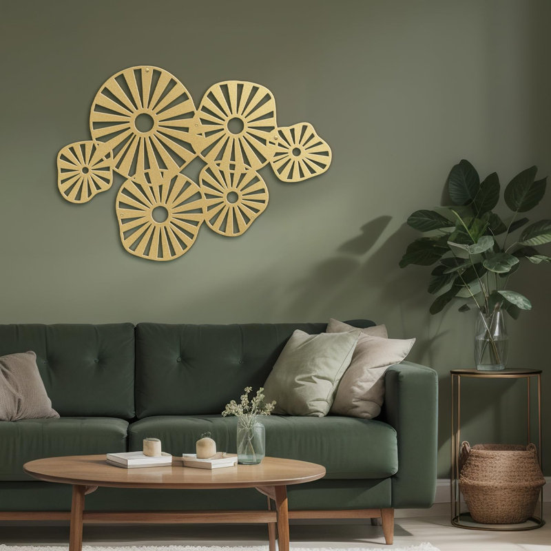 Décoration murale en métal, Or, H 15 po x l 30 po x P 0,05 po