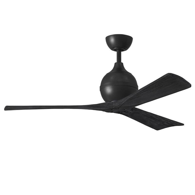 Ventilateur de plafond à 3 pales Irene, Noir mat, Noir mat, 52"