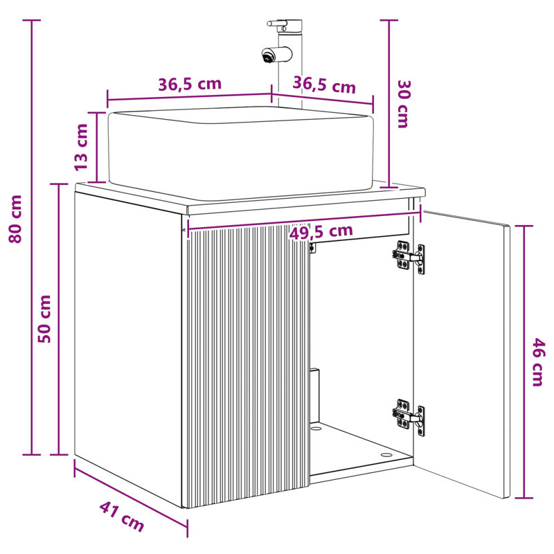 Single Bathroom Vanity with Ceramic Basin, Grey Sonoma