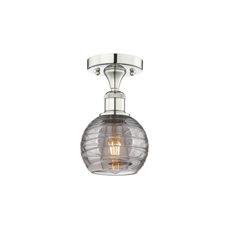 1 - Light Semi Flush Mount, Polished Nickel, 8.25" H x 5.88" W x 5.88" D