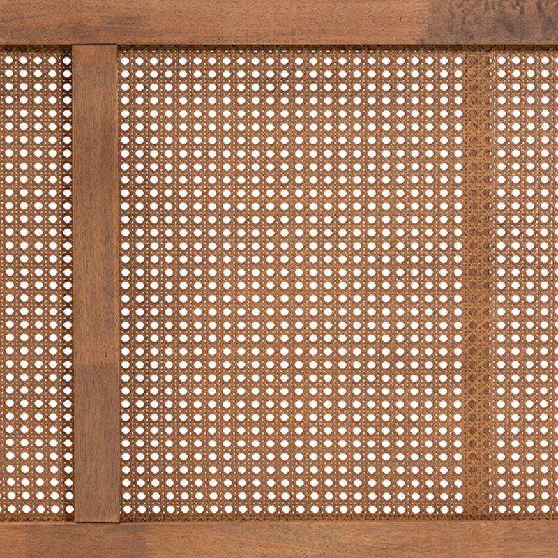 Syl Full Size Woven Rattan Headboard in Ash Walnut Finished Wood, 30" H X 56.94" W X 9.72" D, Full