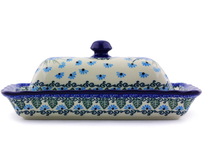 Forget Me Not Stoneware Butter Dish