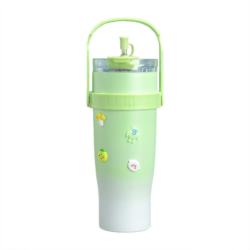 Grande tasse 40 oz en acier inoxydable avec couvercle en paille, Vert