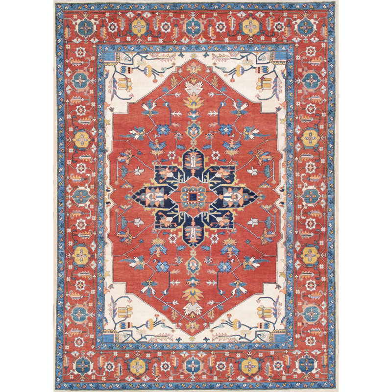 Tribal Hand-Knotted Wool Rust/Rust Area Rug