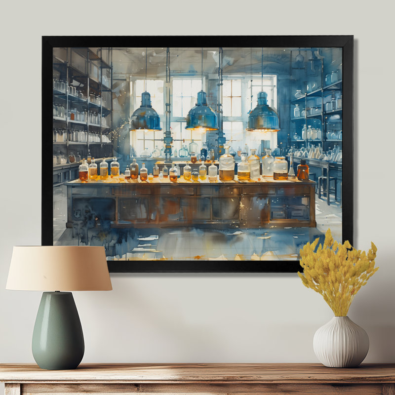 Salon d'art mural bleu et jaune, H 12 po x l 20 po x P 1 po, Cadre simple noir