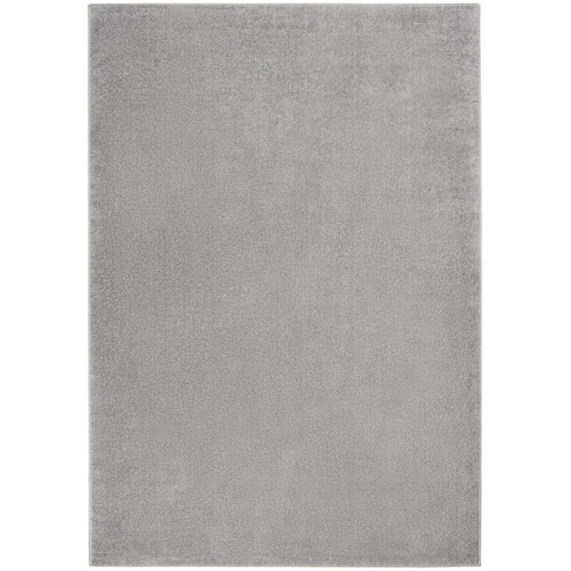 Mullican Sandy Solid Silver/Grey Easy Care Indoor/Outdoor Area Rug, Rectangle 4' x 6'