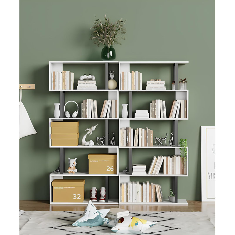 Paravent élégant en bois avec tablettes ouvertes Nabaa pour espaces modernes, Blanc