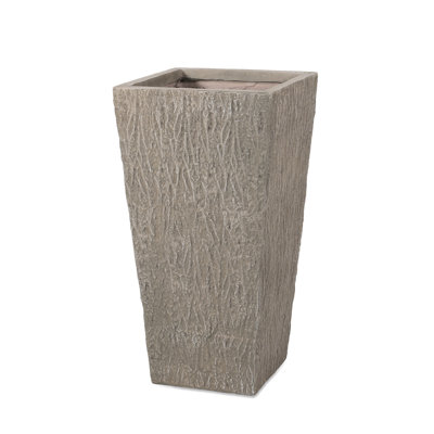 Planter - Concrete With Natural Stone Look, 16.23" W X D 31" H, For Porch Decoration, No Assembly Required Ideal For Outdoor Gardens, Needed