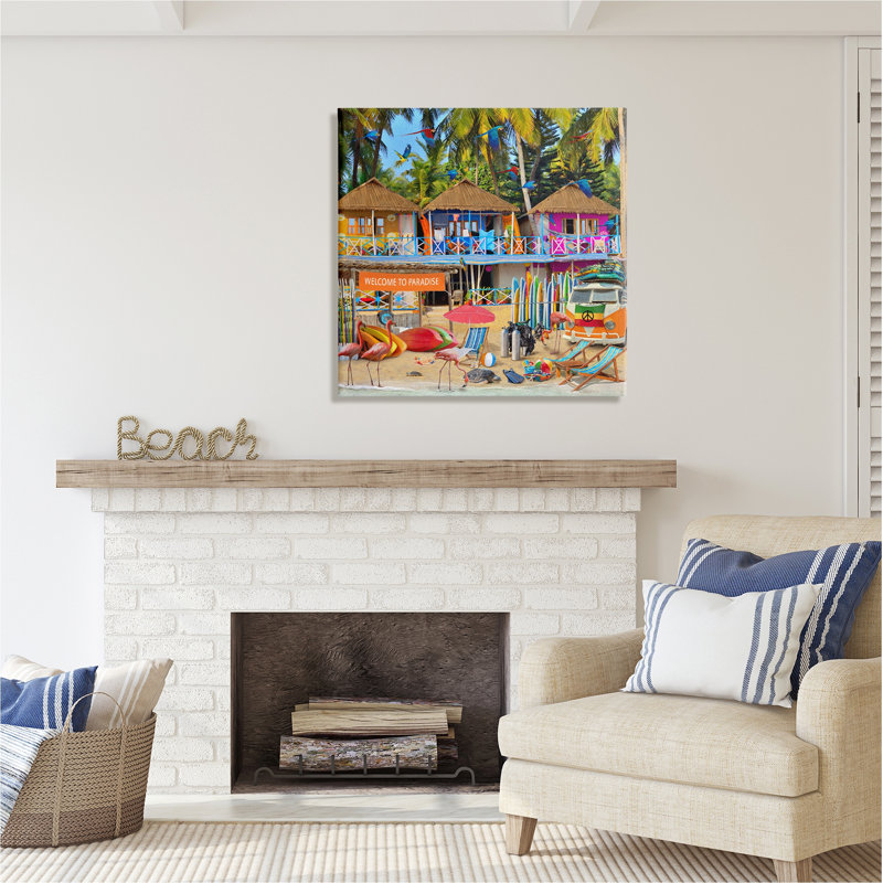 Az-987 - encadré Paradise Beach Resort sur toile par Grateful Licensing Print, H 30 po x l 30 po x P 1,5 po