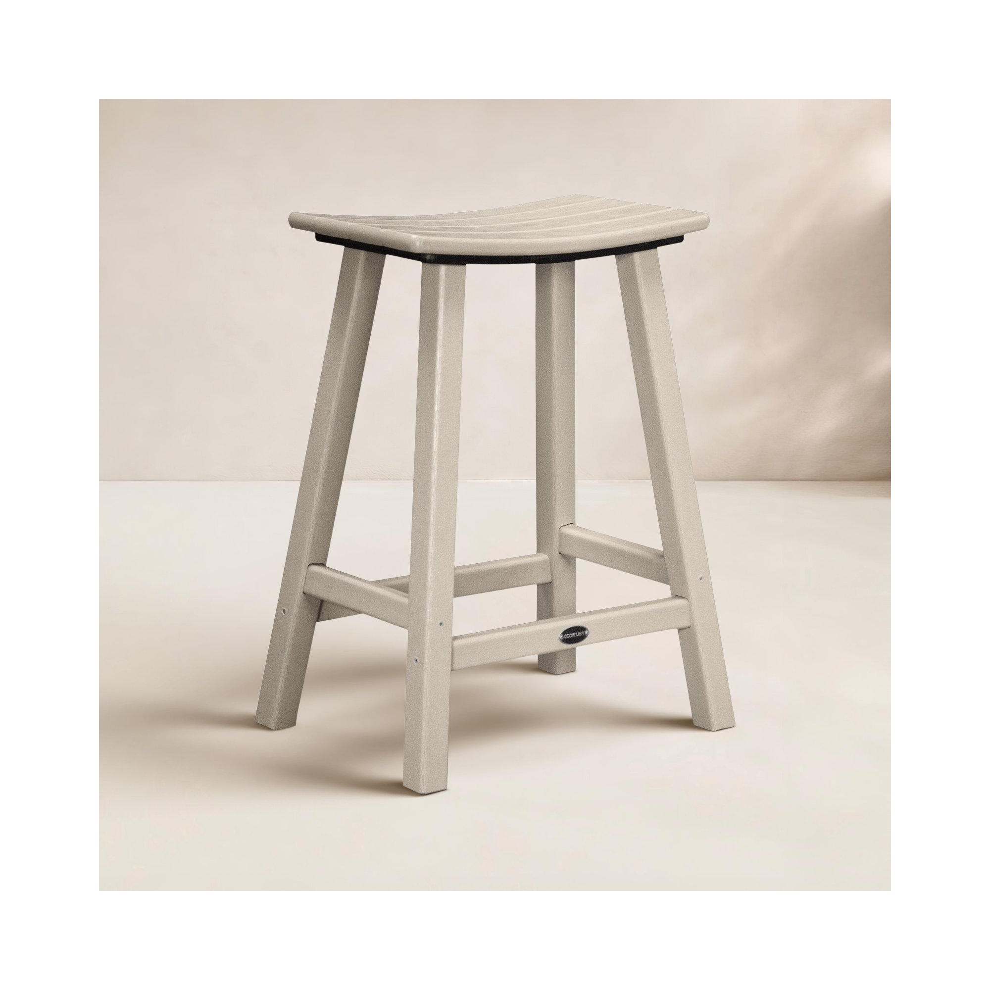 POLYWOOD Traditional Garden Patio Bar Stool, Sand, 24.75" H
