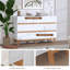 Commode 6 tiroirs blanche pour la chambre à coucher, commode de 47 po de largeur, commode moderne ultrabrillante avec poignée, grand rangement pour le salon, l'entrée, le couloir