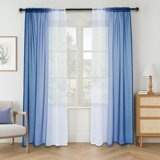 Gradient Sheer Curtains for Room Decor,Chiffon Gradient Semi Voile Rod Pocket Window Drapes,Set of 2