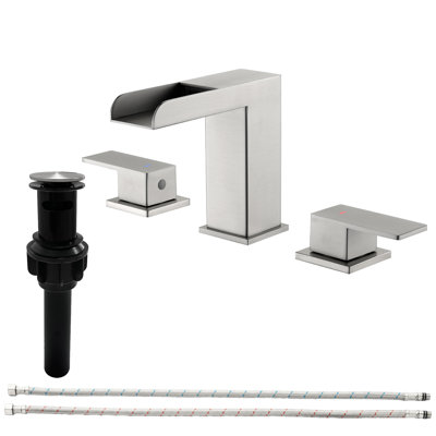 Chute d'eau 8 po Ensemble de robinet de salle de bain à deux poignées avec évier en métal