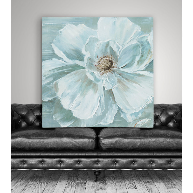 «Blue Blooming Beauty I», reproduction de peinture à l'huile, H 24 po x l 24 po x P 1,5 po, Toile tendue