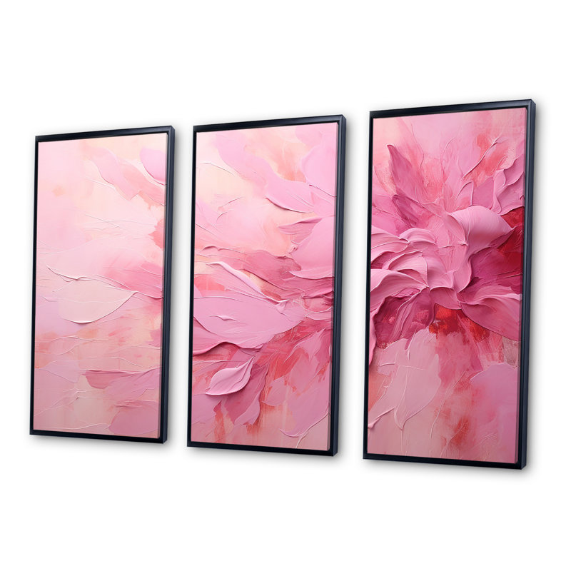 Lugenia - Fuschia, ensemble d'art mural, H 28 po x l 36 po x P 1 po, Cadre flottant noir