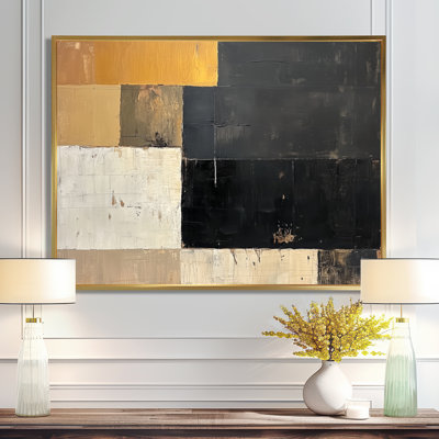 Earthbound Blocks - Black and Ochre Geometric Abstract Canvas Print