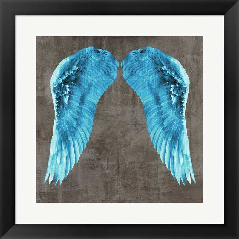 «Angel Wings V» par Joannoo, art mural encadré, H 19,5 po x l 19,5 po x P 1 po, Cadre noir Tribeca, Blanc brillant