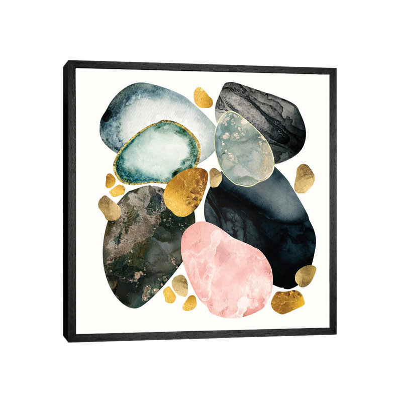 Pebble Abstract - Print on Canvas, Black Framed, 93.98 cm H x 93.98 cm W
