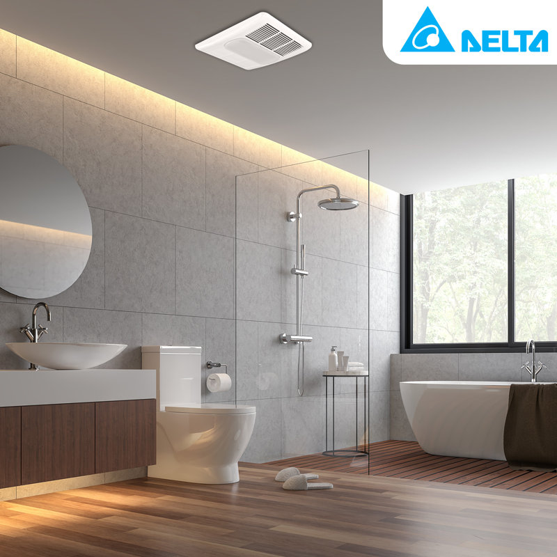 White Rectangular Bathroom Exhaust Fan with Light and Heater